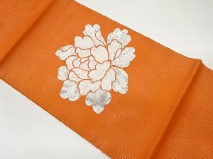 絽銀駒刺繍花模様開き名古屋帯（額縁仕立て）